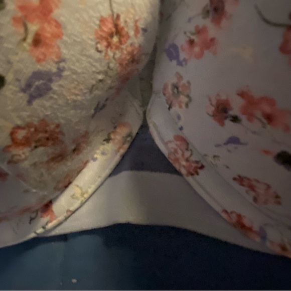Cacique Blue Floral Cotton Plunge Bra Size 44 - Picture 9 of 9